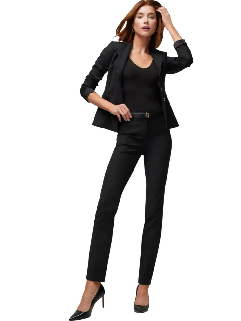 WHBM Black Flat Front Trouser‎ Dress Pants Size 6